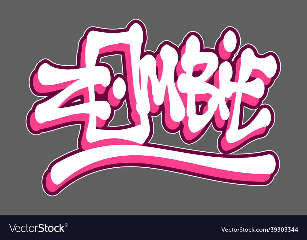 Graffiti pink zombie word in style over