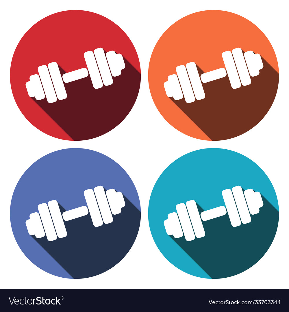 Image dumbbells on colours background flat