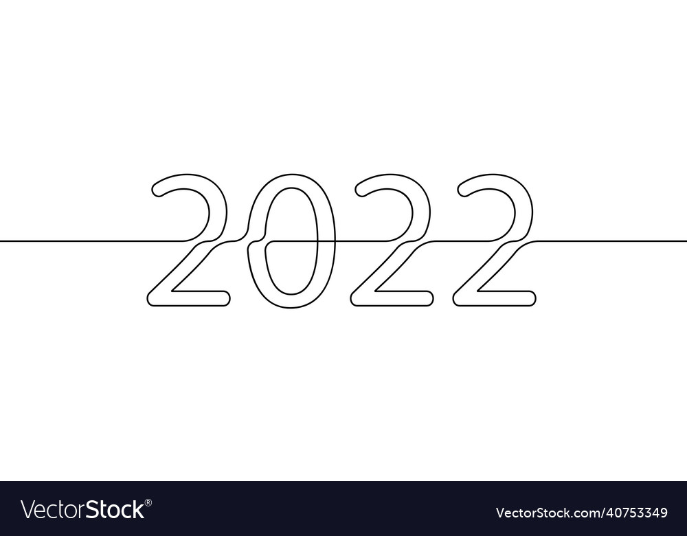 2022 new year number line art design element Vector Image