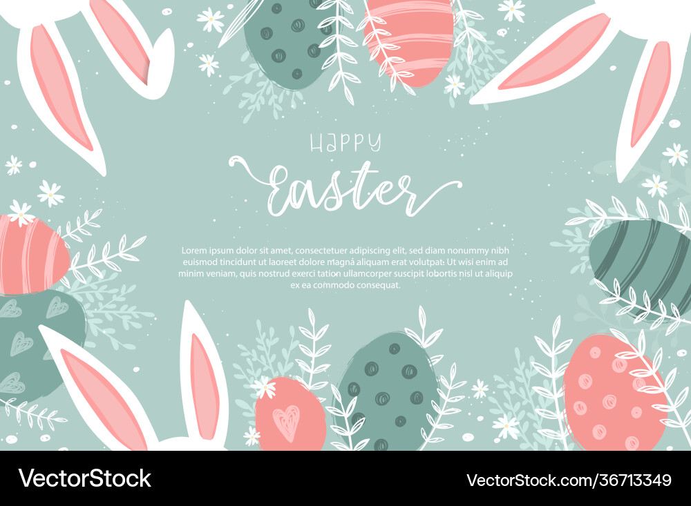 Cute hand drawn easter template doodle style Vector Image
