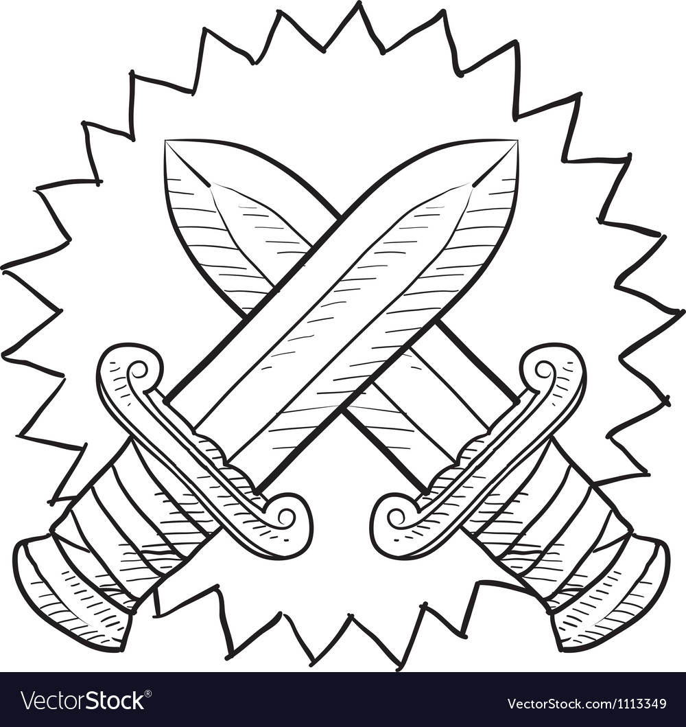 Doodle Conflict Swords Royalty Free Vector Image