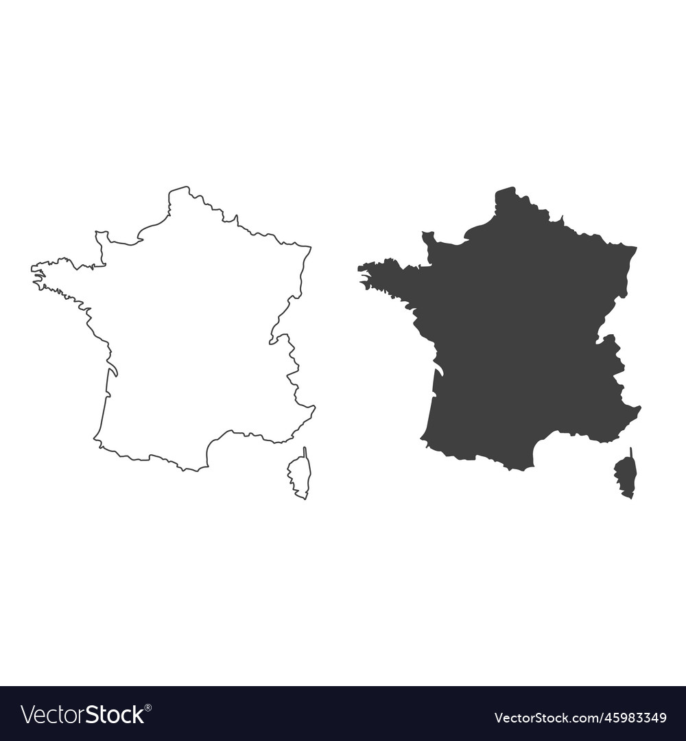 France map contour silhouette icon set isolated Vector Image