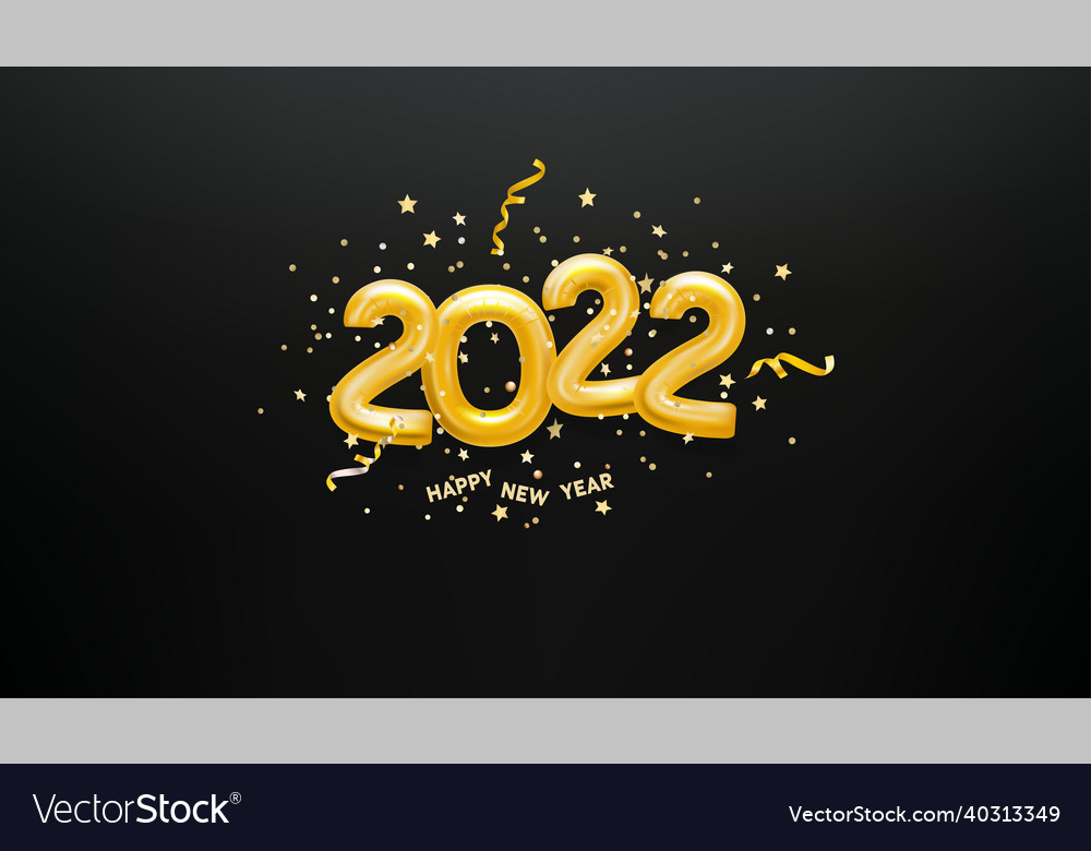 Happy new 2022 card with golden digits Royalty Free Vector