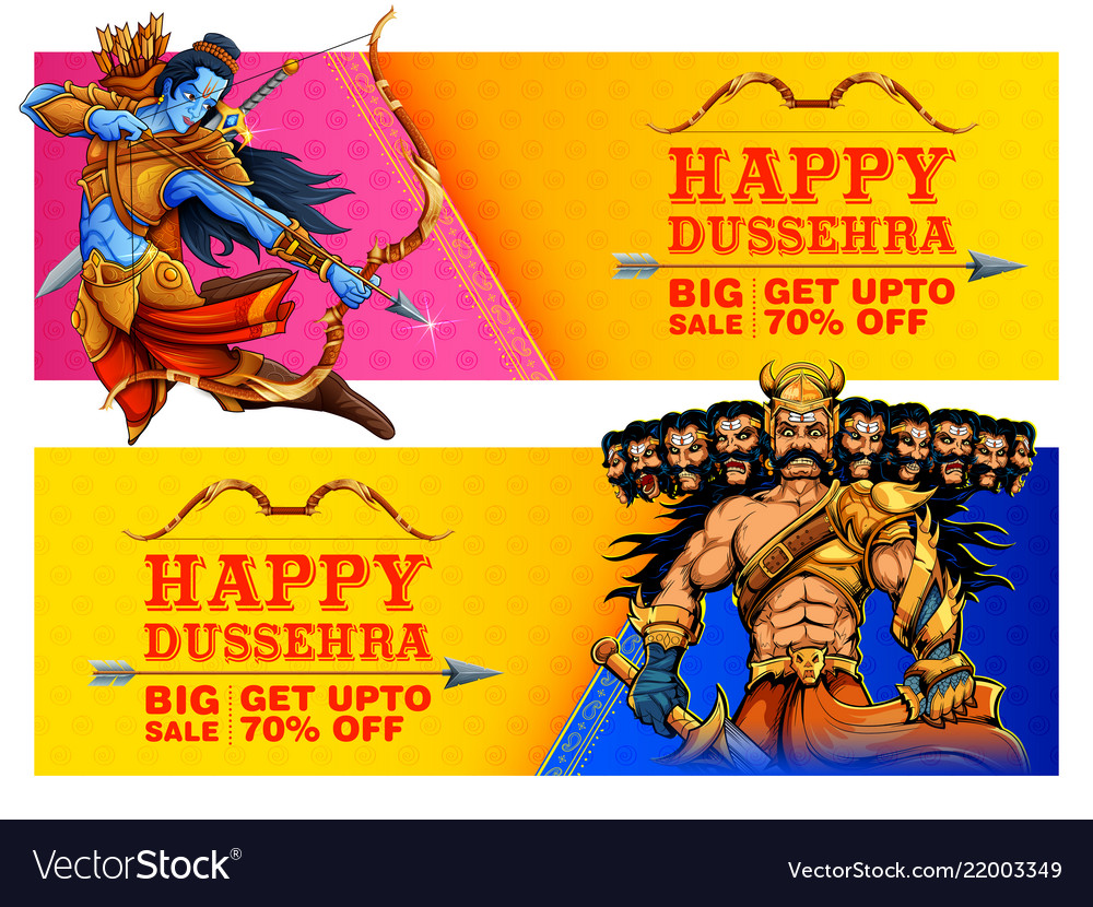 Lord rama and ravana for happy dussehra sale vector image Lord rama and ravana for happy dussehra sale