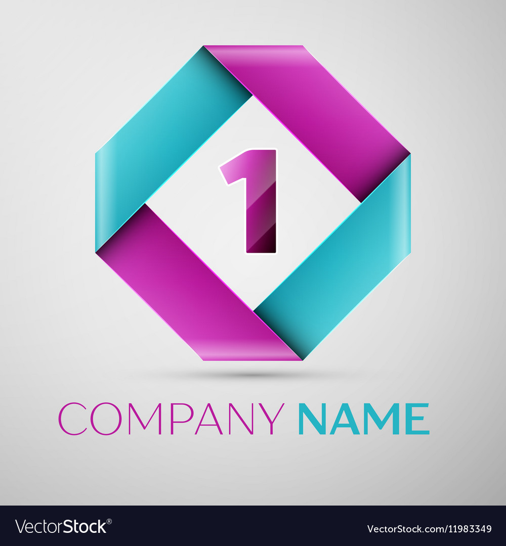 Number one logo symbol in the colorful rhombus Vector Image