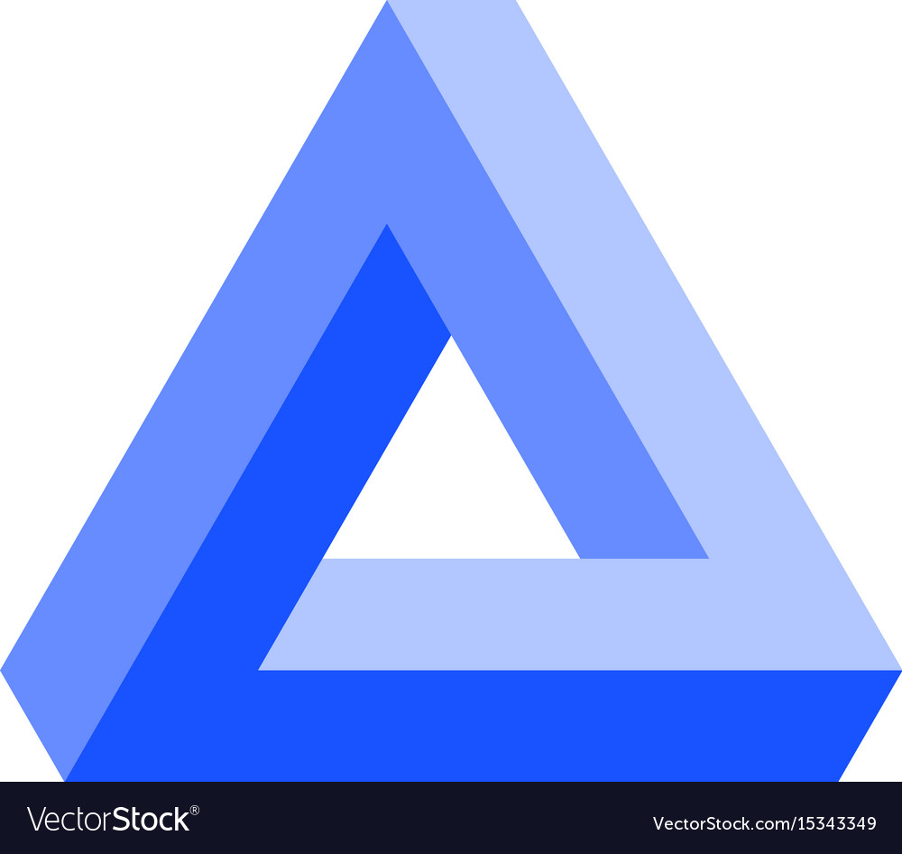 Penrose triangle icon in blue geometric 3d object Vector Image