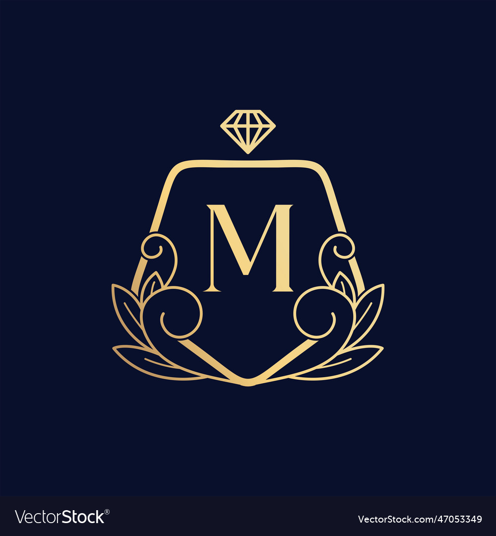 Premium luxurious perfume logo m Royalty Free Vector Image