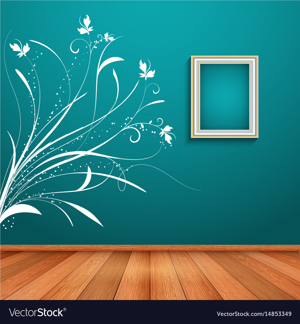 Room interior with decorative wall decal Vector Image