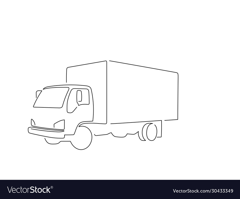 Truck isolated line drawing Royalty Free Vector Image