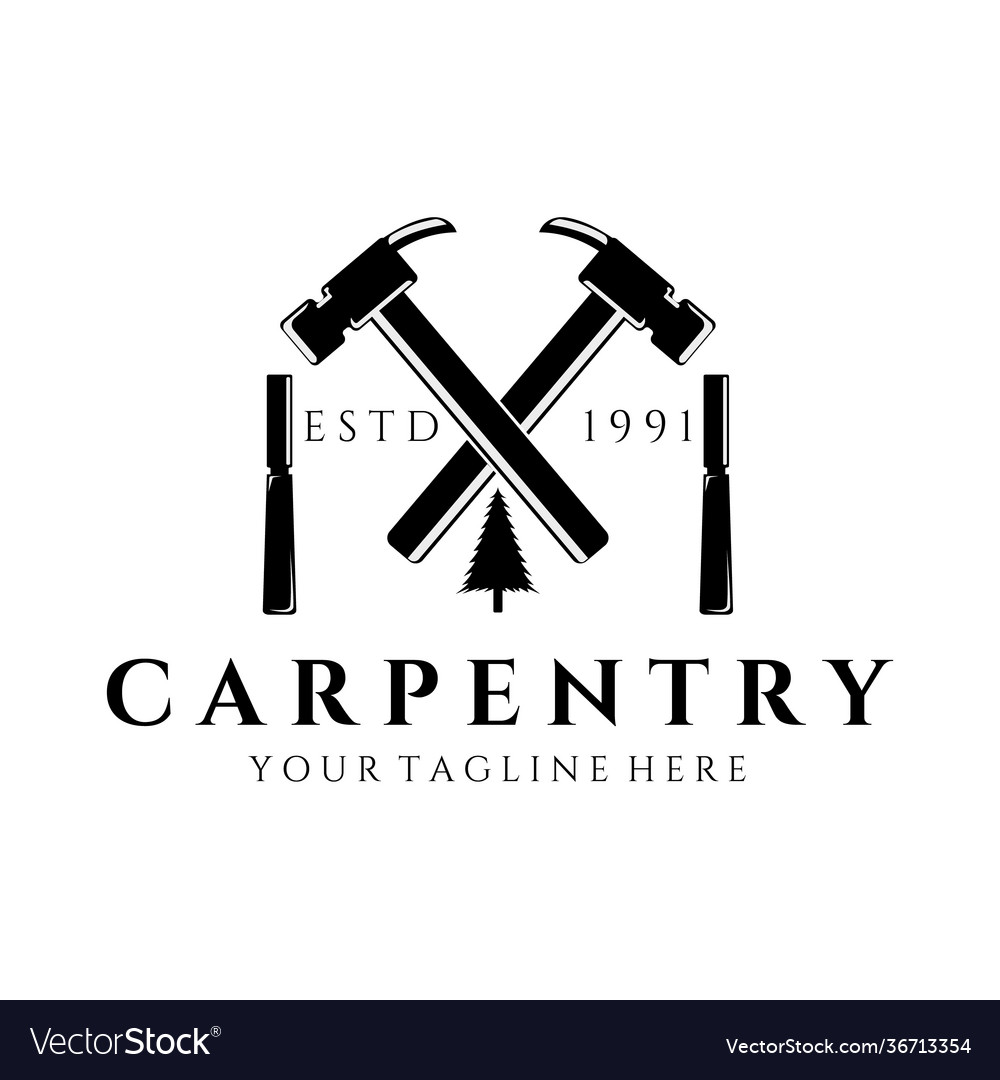 Carpenter logo vintage design Royalty Free Vector Image