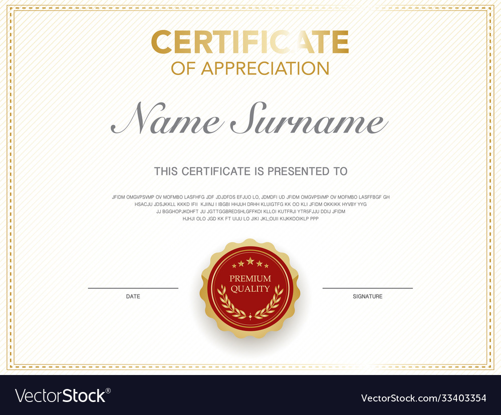 Diploma certificate template red and gold color Vector Image