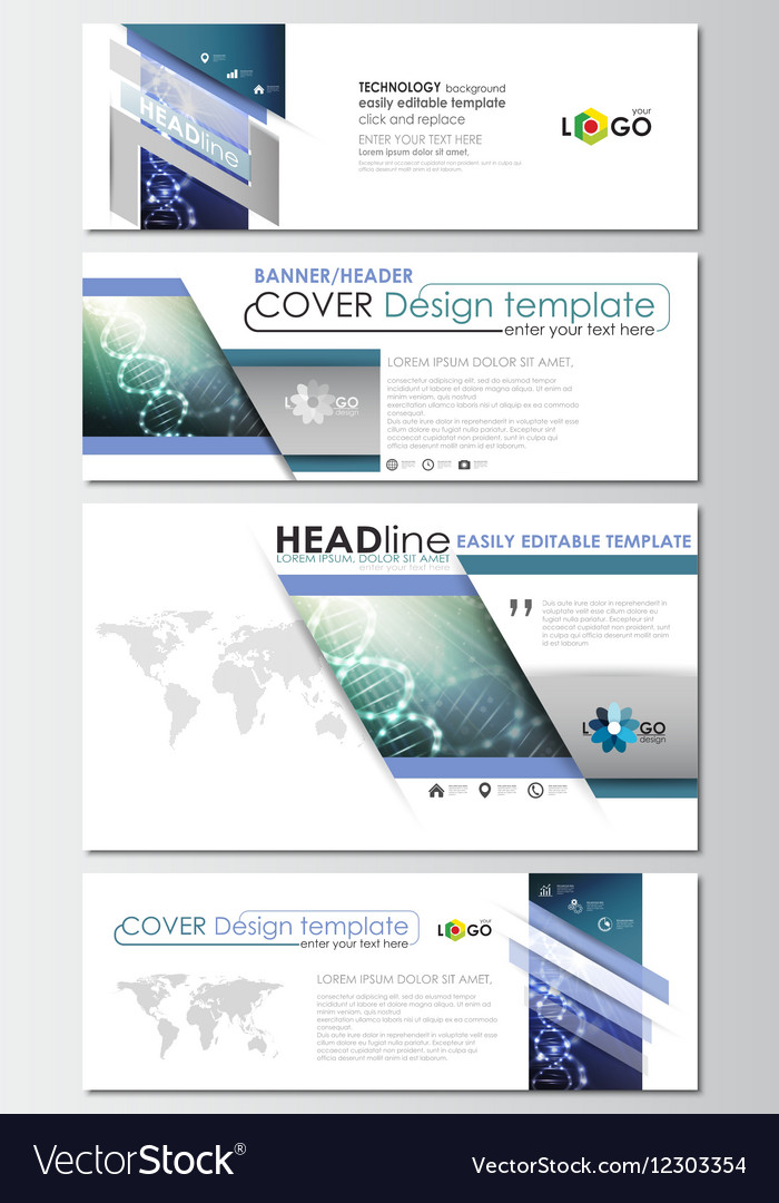 Social Media And Email Headers Set Modern Banner Vector Image