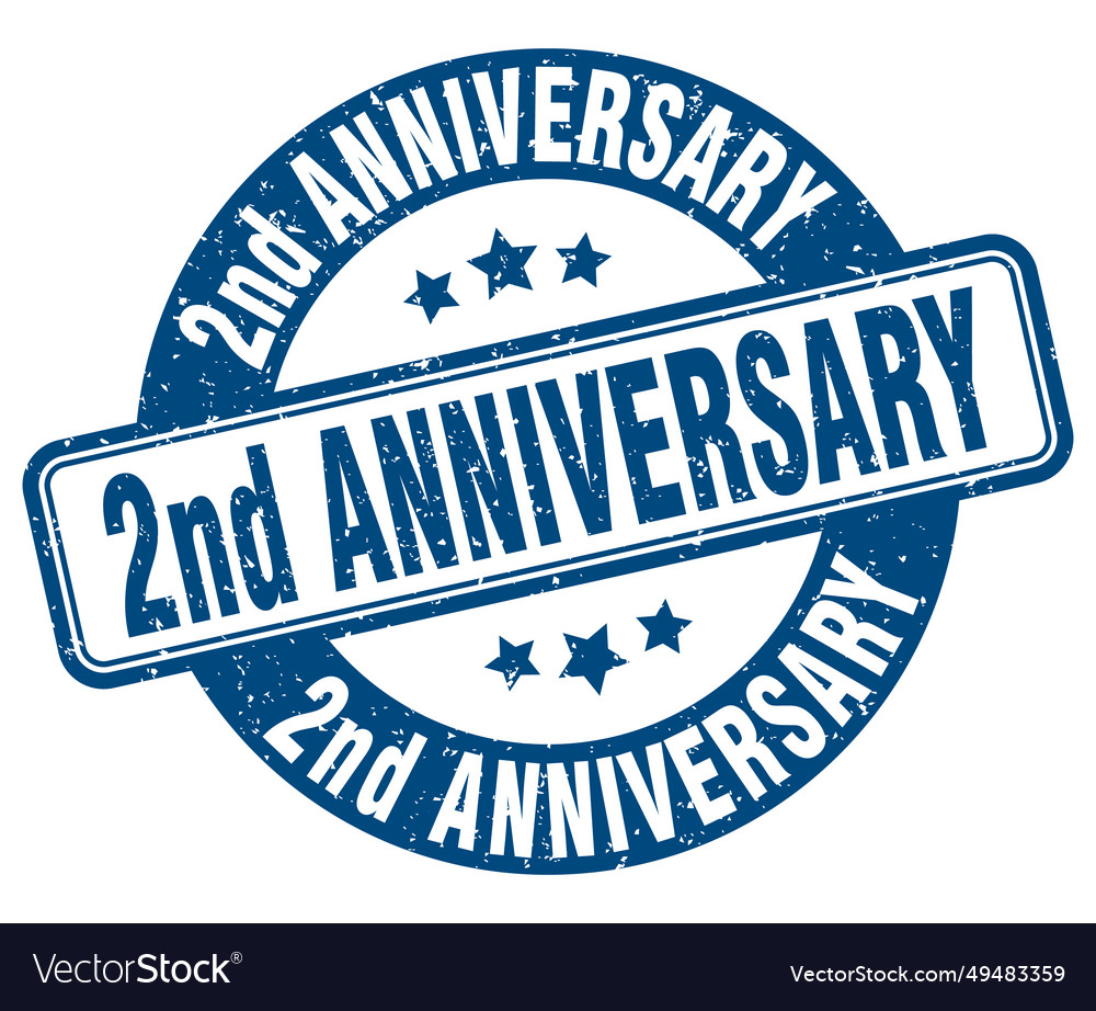 2nd anniversary stamp label round