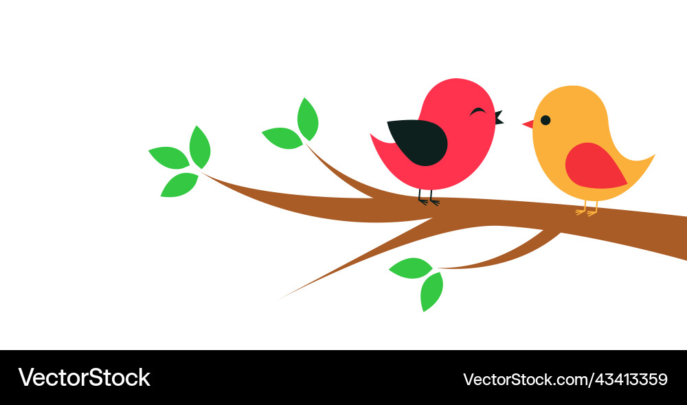 Spring Birds Vector Bird with spring tree Royalty Free Vector Image