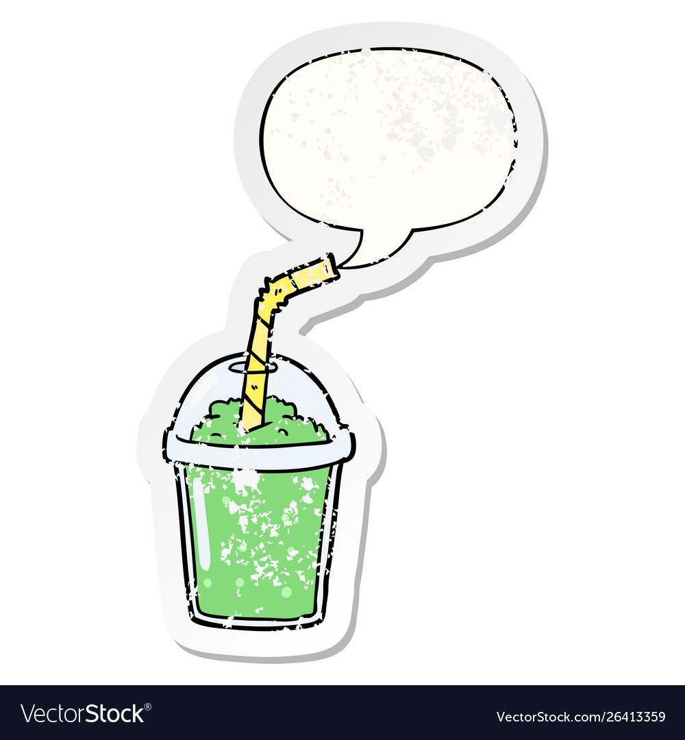 Cartoon iced smoothie and speech bubble