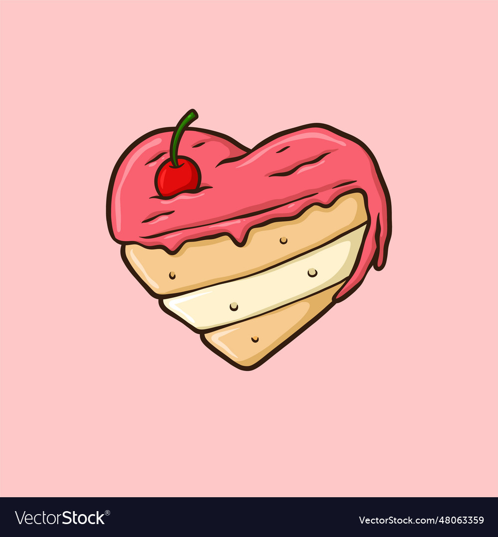 Heart shaped cake cartoon Royalty Free Vector Image