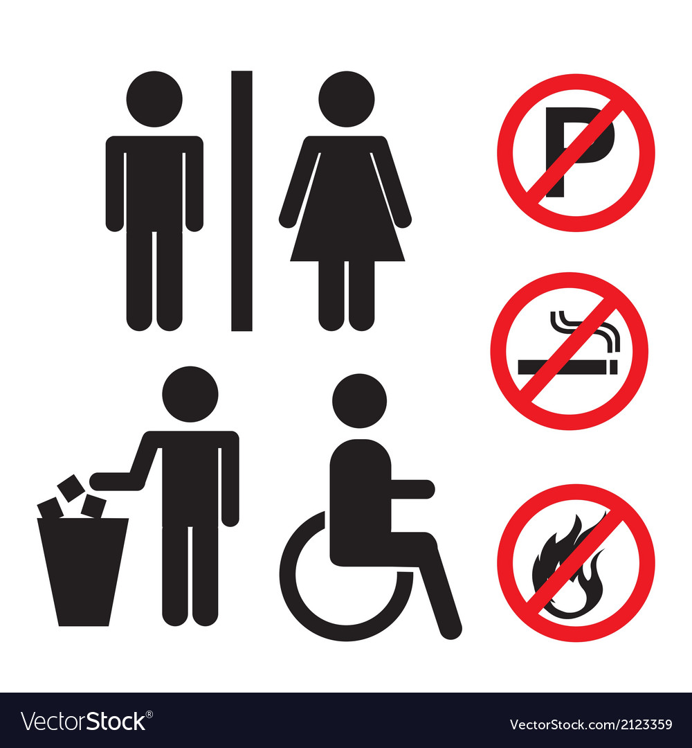 Men and women signs with prohibited