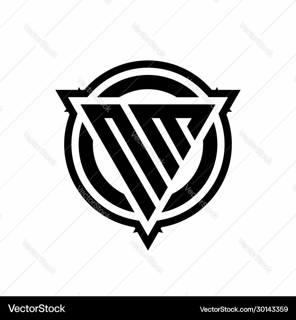 Nm logo with triangle shape and circle Royalty Free Vector