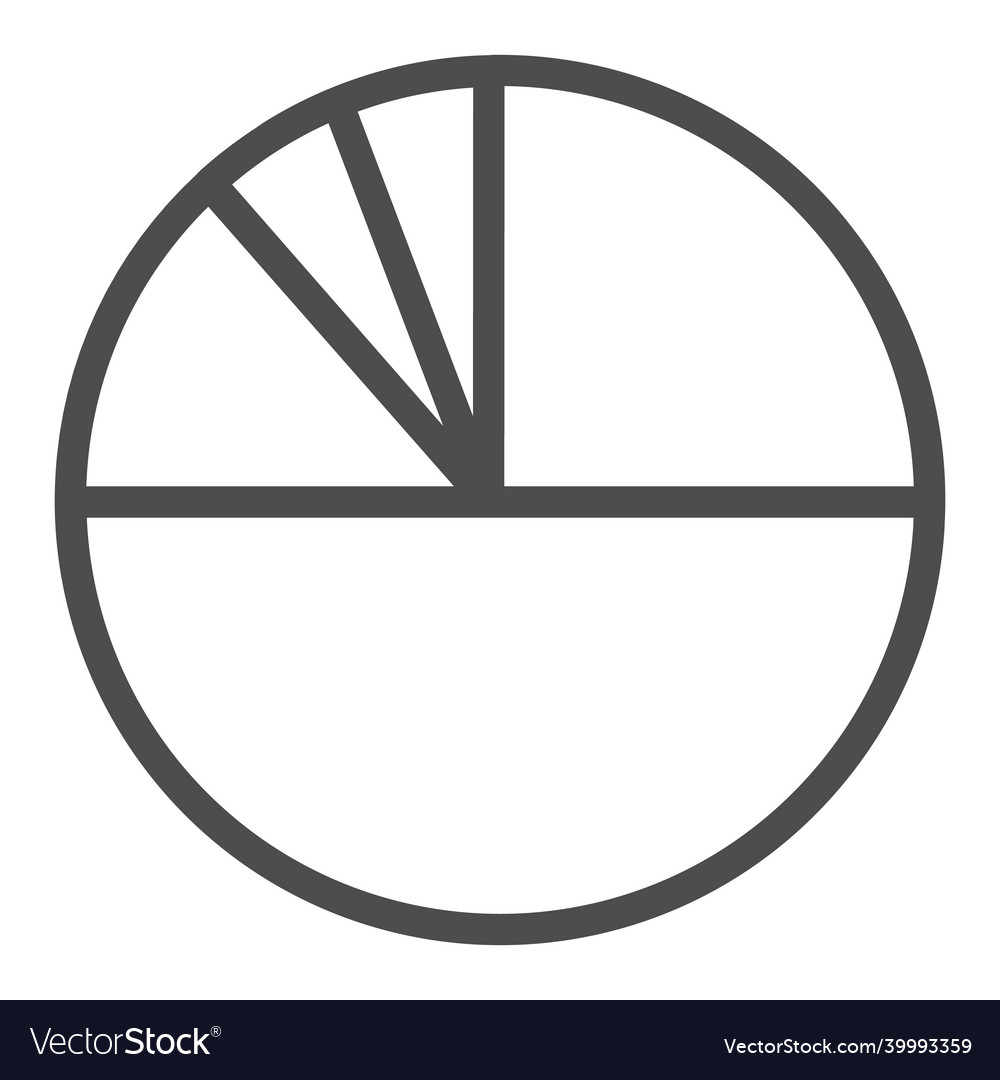 Pie chart with four parts and a half line icon