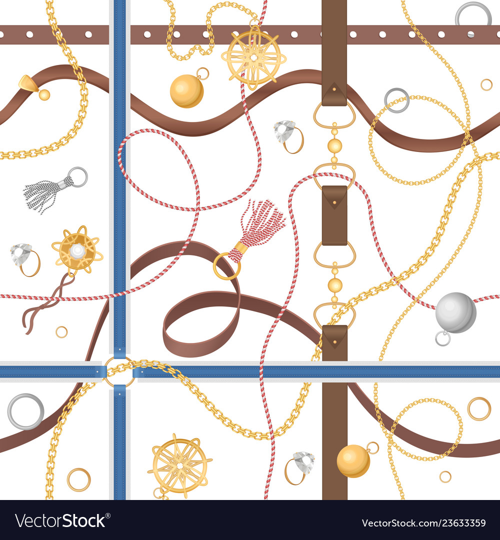 Seamless pattern with chains rings and jewelry Vector Image