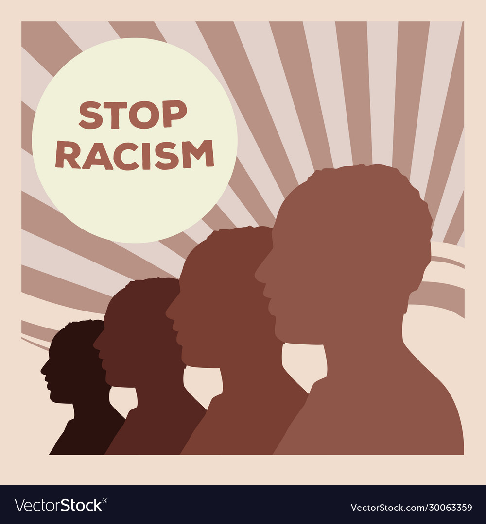 Silhouette men profiles stop racism campaign Vector Image