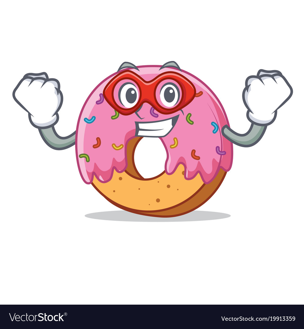 Super hero donut character cartoon style Vector Image