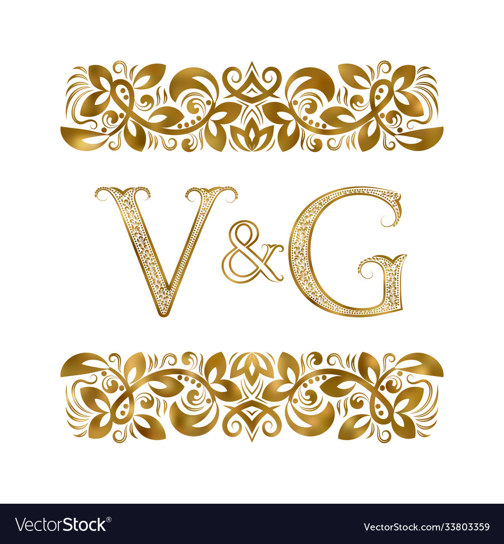 V and g vintage initials logo symbol letters