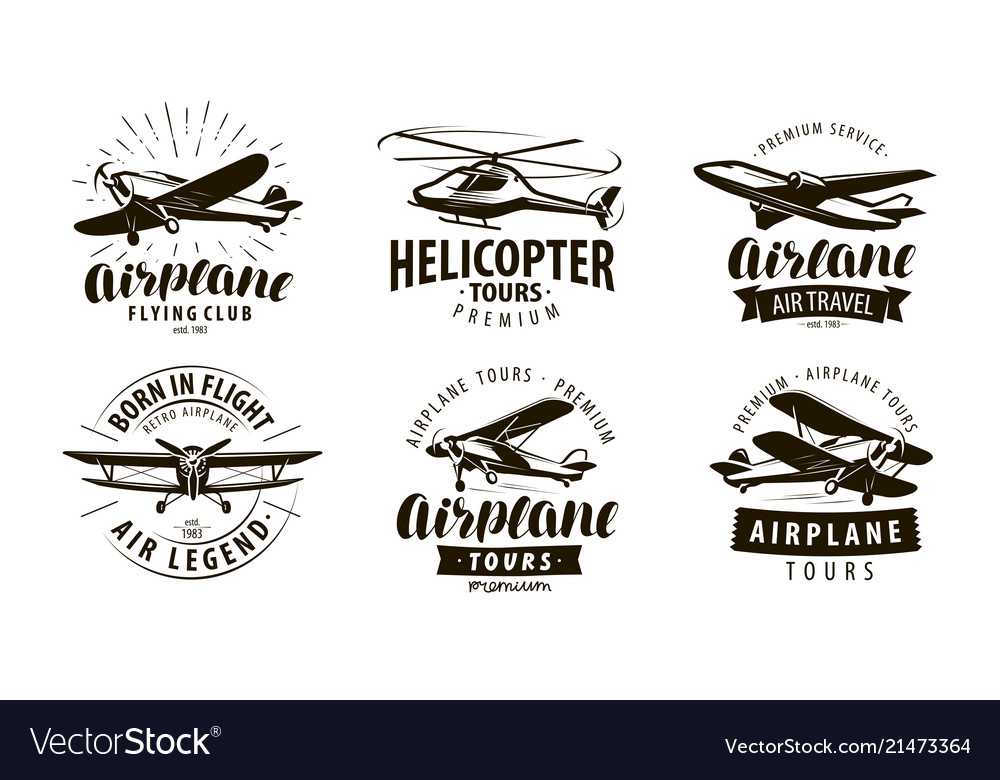 aircraft airplane helicopter logo or icon vector image