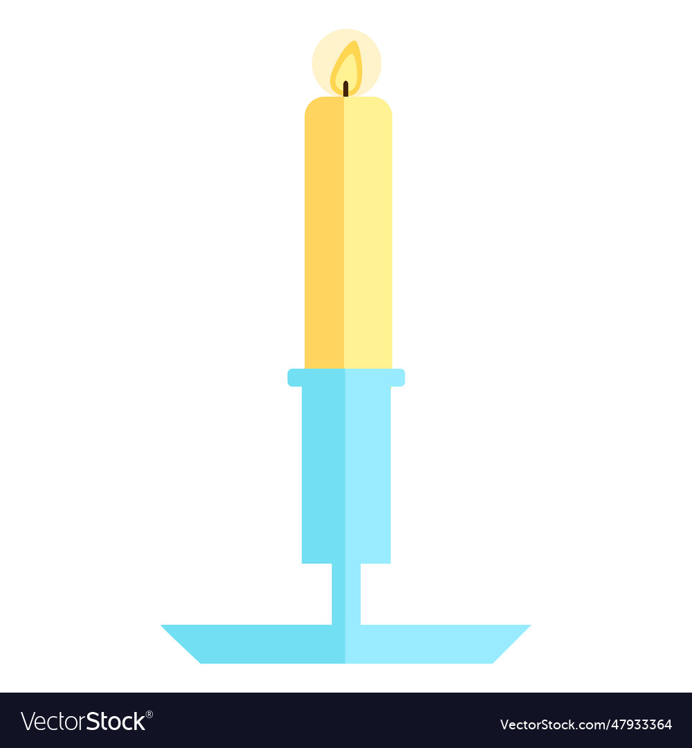 Candlestick on plate flat Royalty Free Vector Image