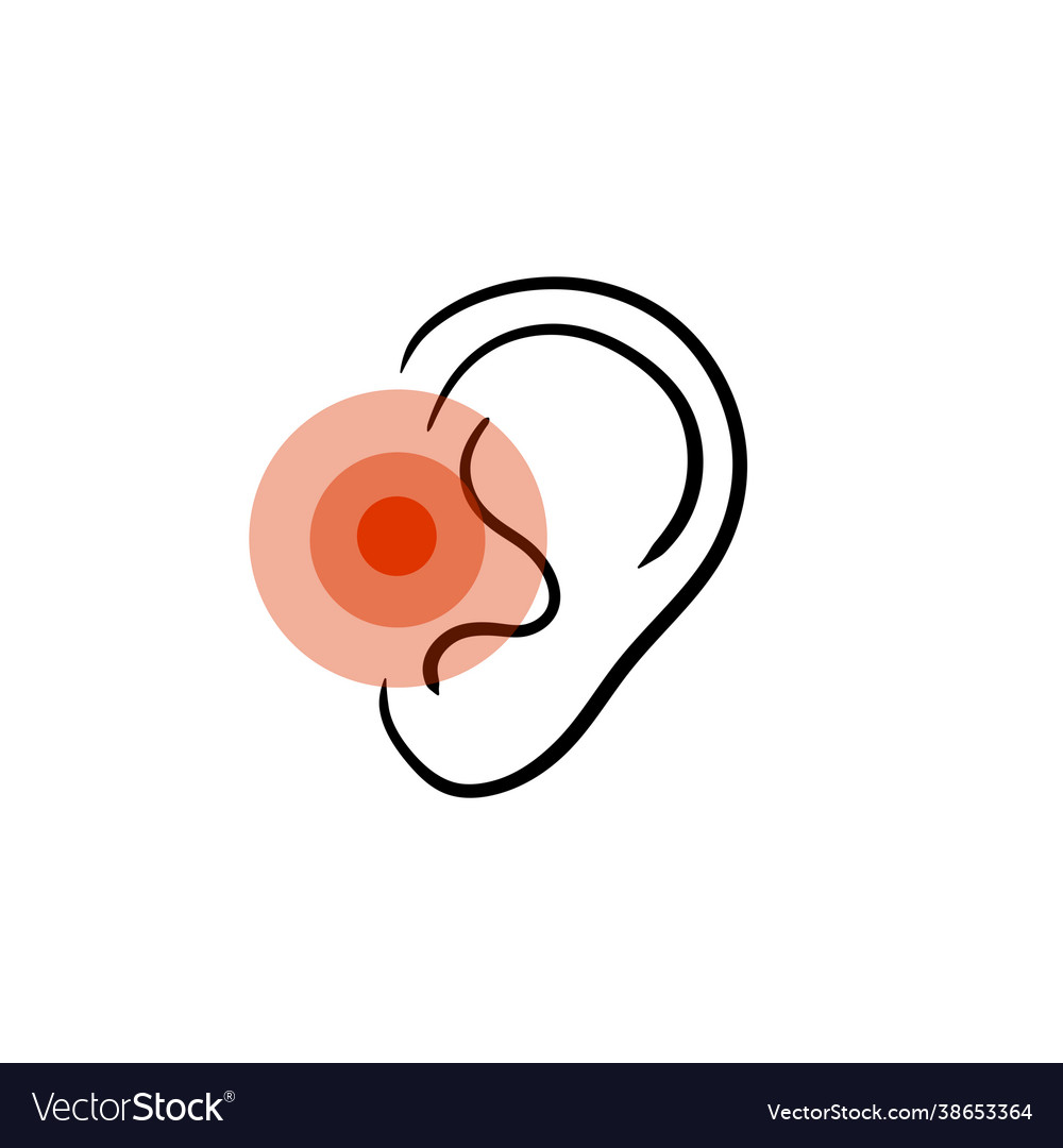 Earache and pain red place hearing problem Vector Image