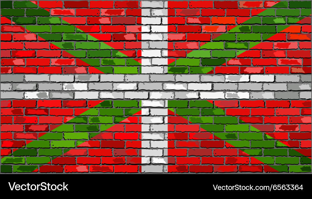 Grunge flag of Basque on a brick wall Royalty Free Vector