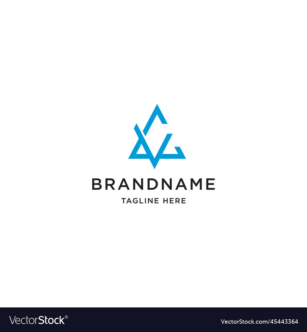 Letter vc or cv initial abstract triangle logo Vector Image