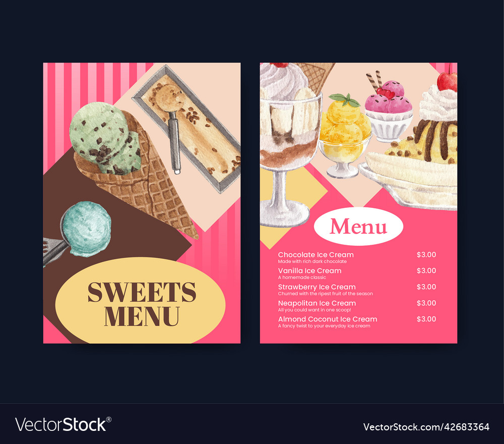 Menu template with ice cream flavor Royalty Free Vector