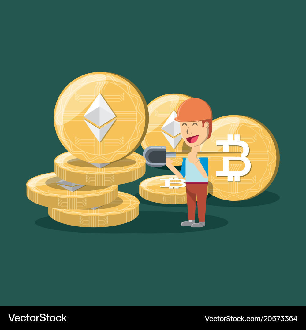 Mining cryptocurrency design Royalty Free Vector Image
