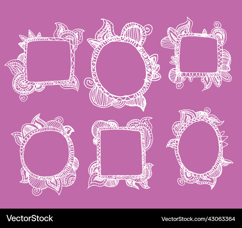 Set picture frames hand drawn Royalty Free Vector Image