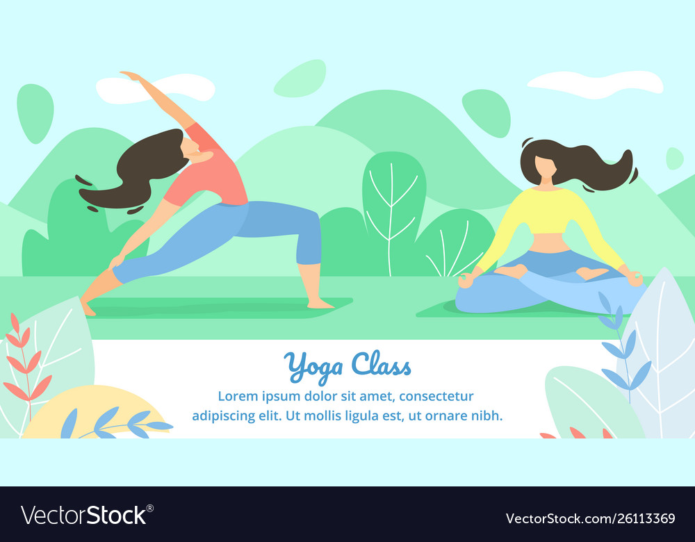 Beautiful poster inscription yoga class flat