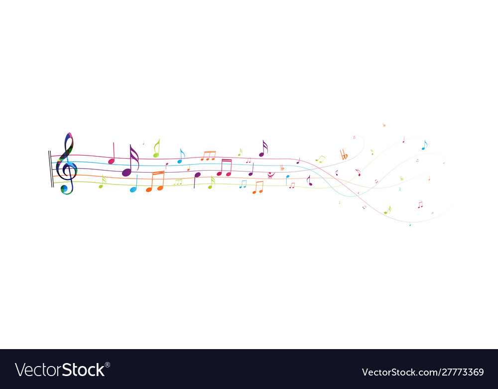 Colorful music notes isolated on white background Vector Image