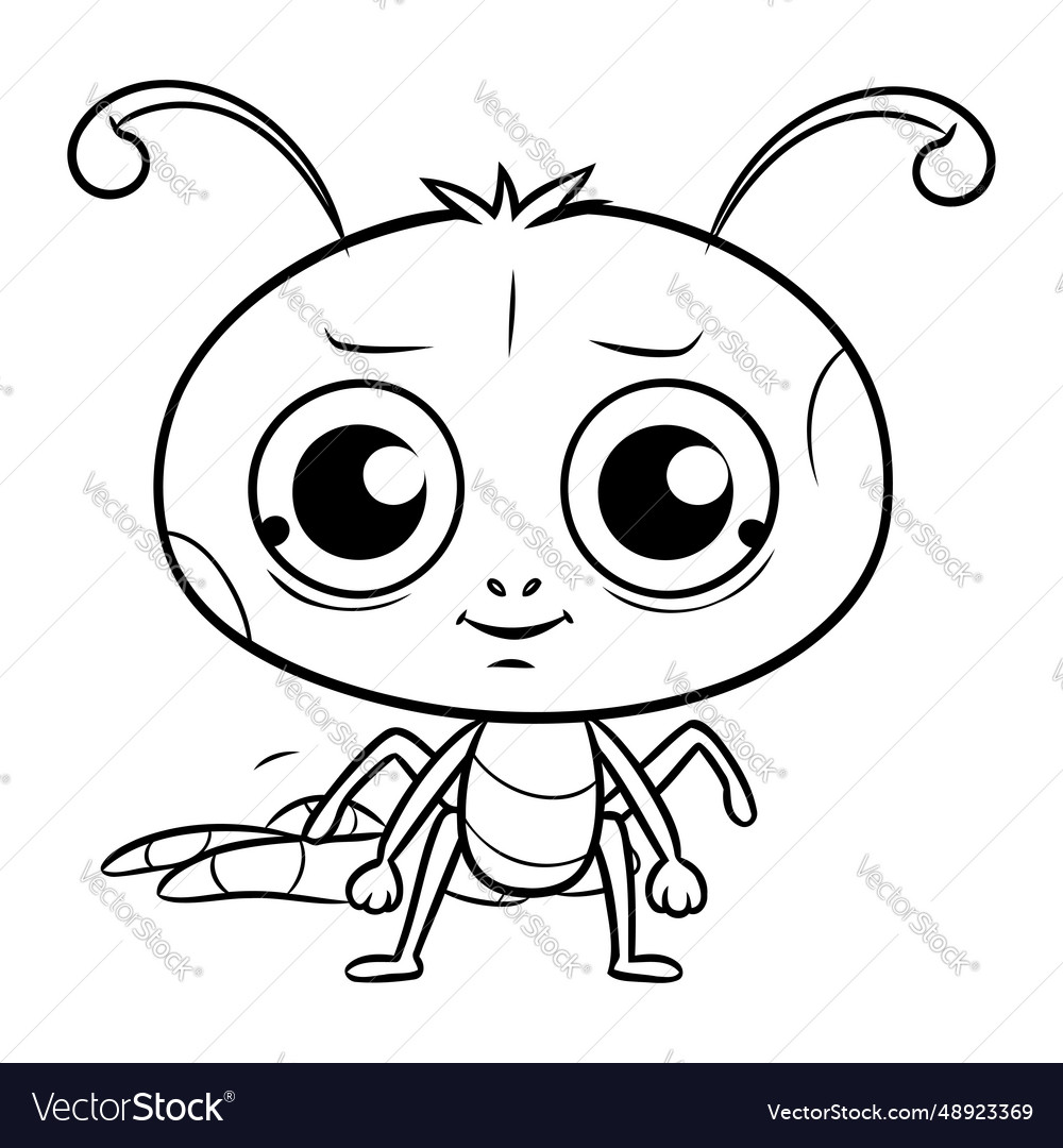 Coloring book for children ant black and white Vector Image