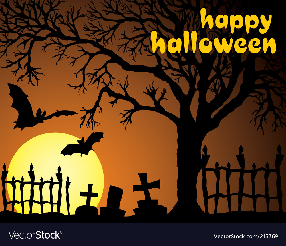 Halloween scene Royalty Free Vector Image - VectorStock