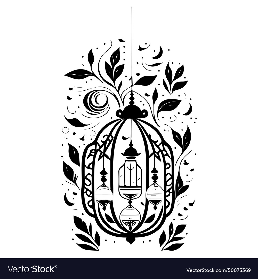 Ramadan eid lantern hanging sketch hand draw Vector Image