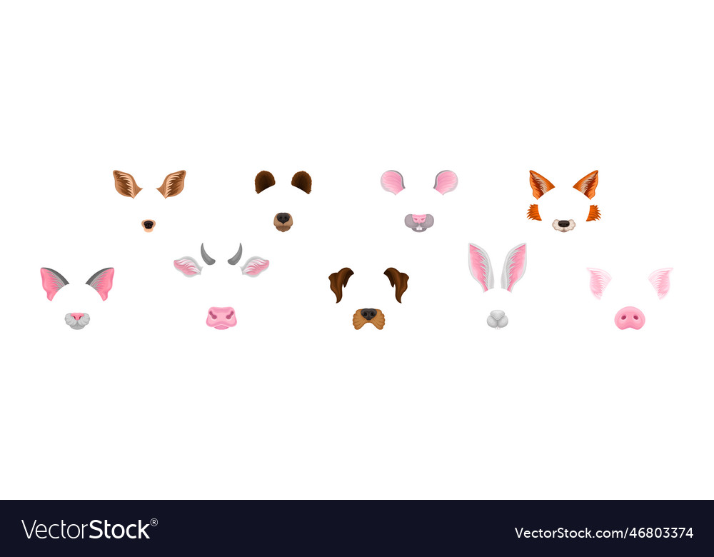 Animal snouts and ears for selfie application Vector Image