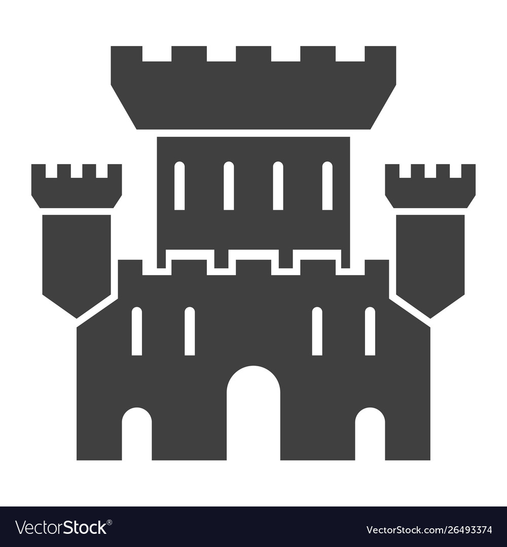 Castle black icon medieval building landscape Vector Image