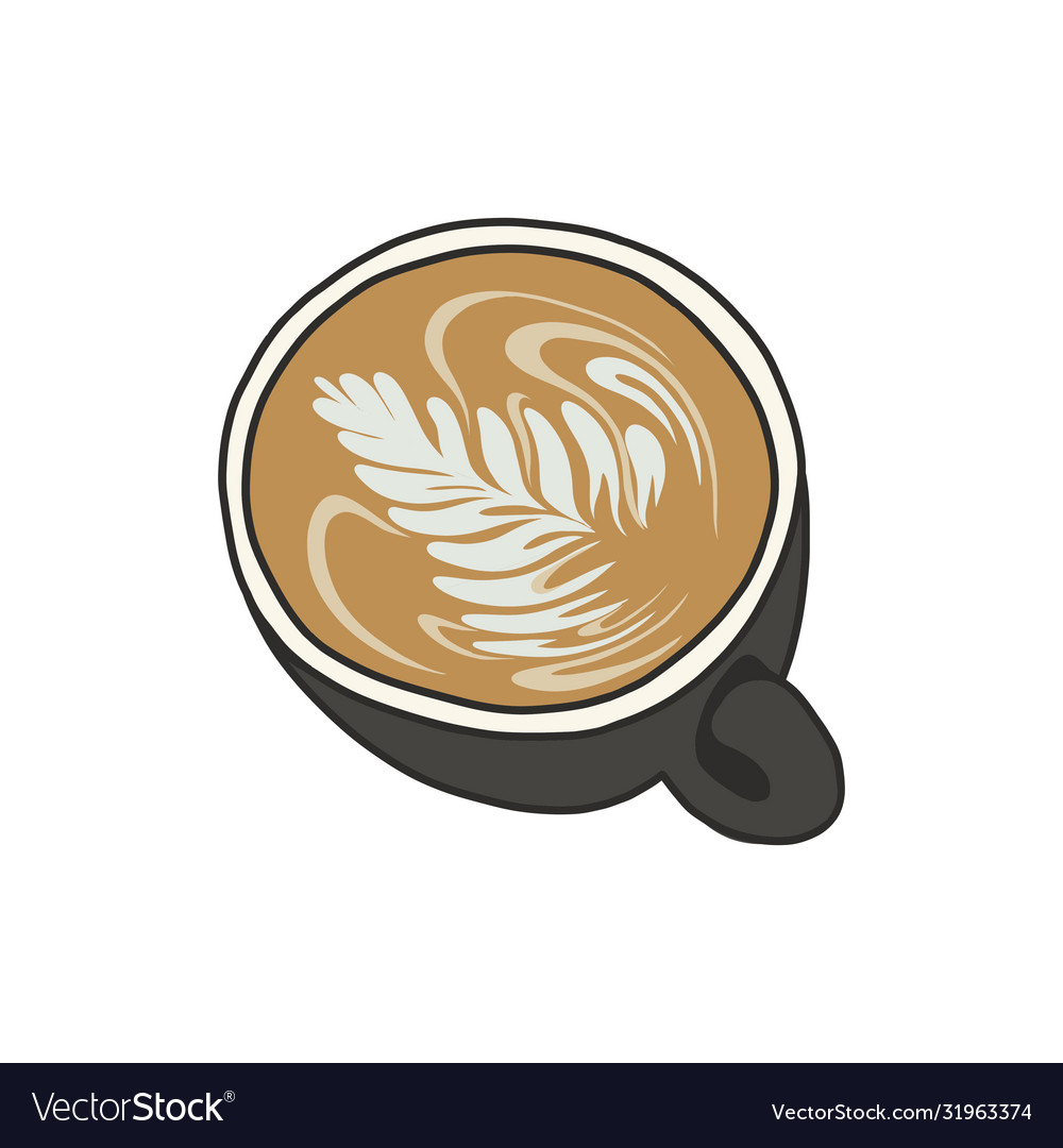 Coffee latte art doodle icon Royalty Free Vector Image