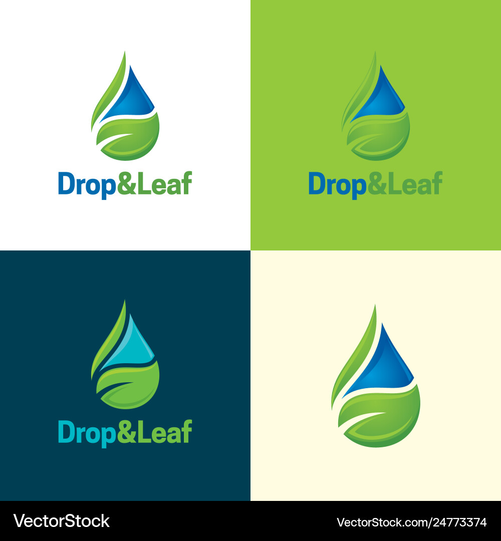 Drop and leaf logo icon Royalty Free Vector Image