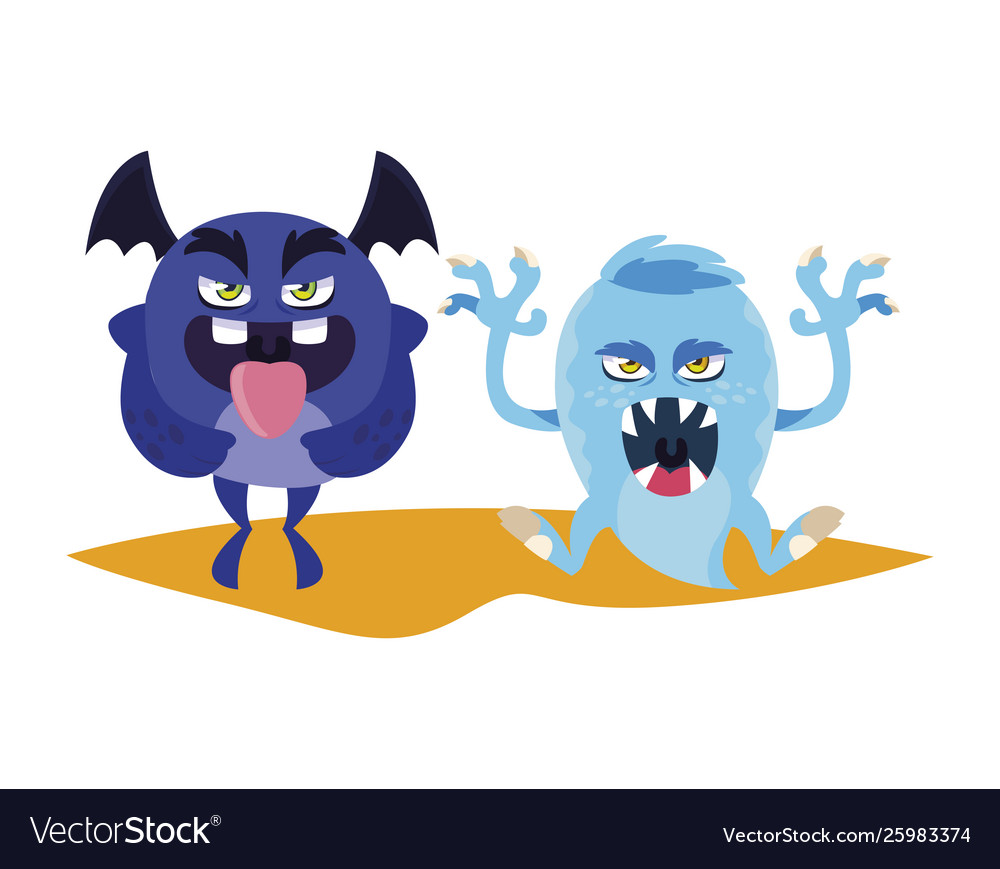 Funny monsters comic characters colorful