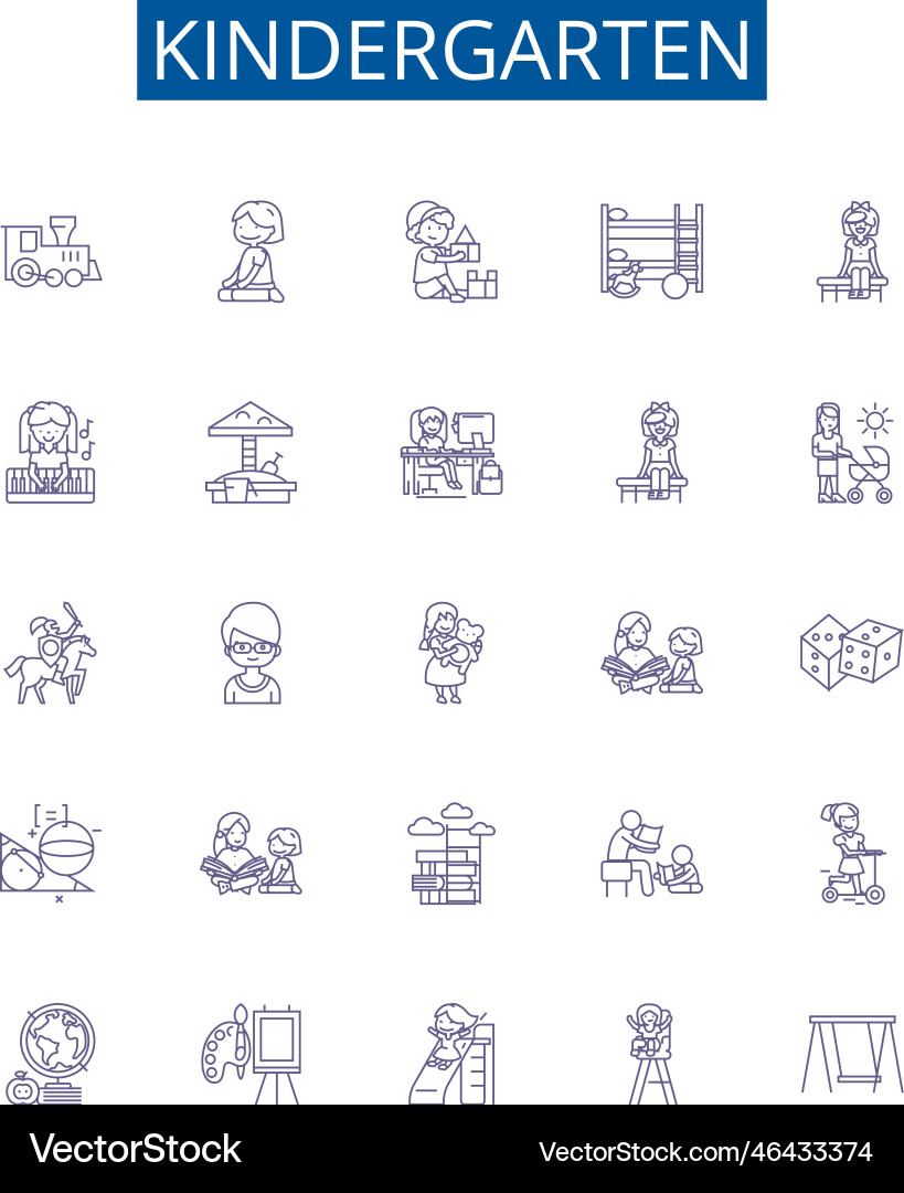  Foto zu Kindergarten line icons signs set design Vector Image 