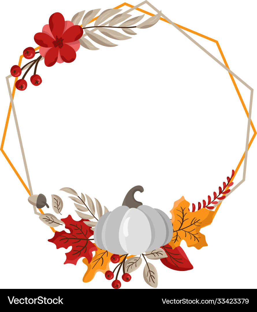 Autumn geometric round frame wreath Royalty Free Vector