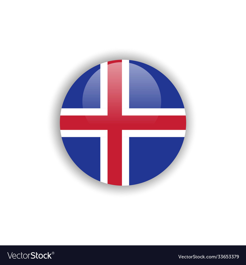 Button iceland flag template design Royalty Free Vector