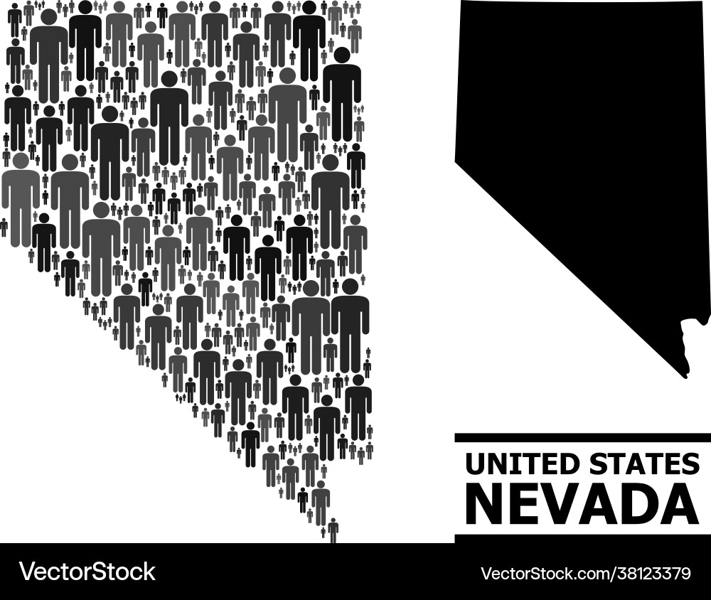 Demographics collage map nevada state Royalty Free Vector