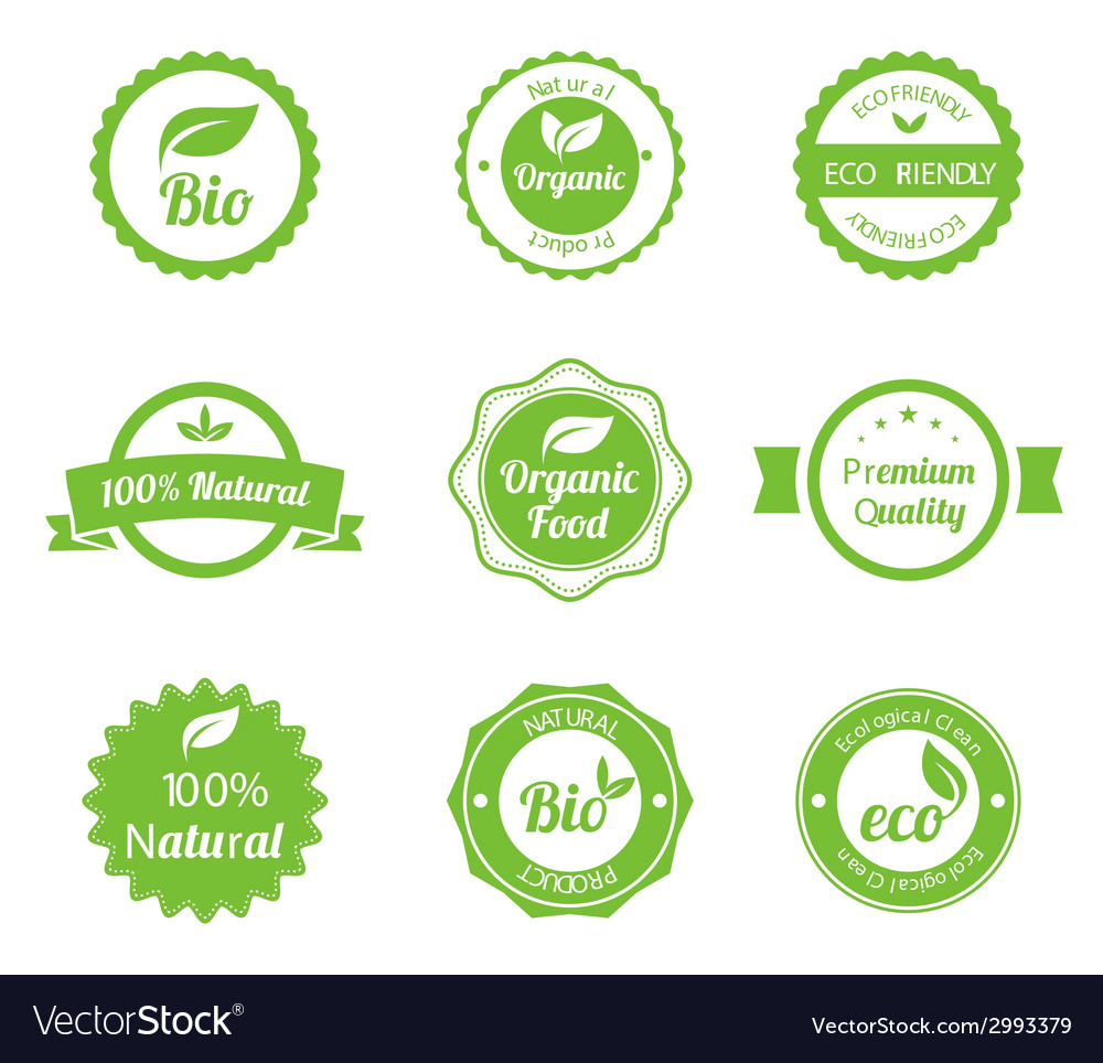 Eco vintage labels bio template set Royalty Free Vector